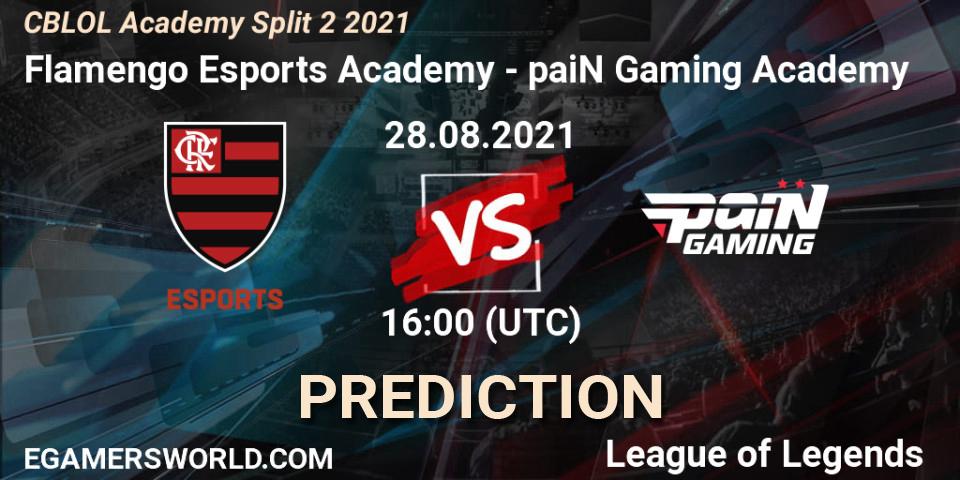 Pronósticos Flamengo Esports Academy - paiN Gaming Academy. 28.08.2021 at 16:00. CBLOL Academy Split 2 2021 - LoL