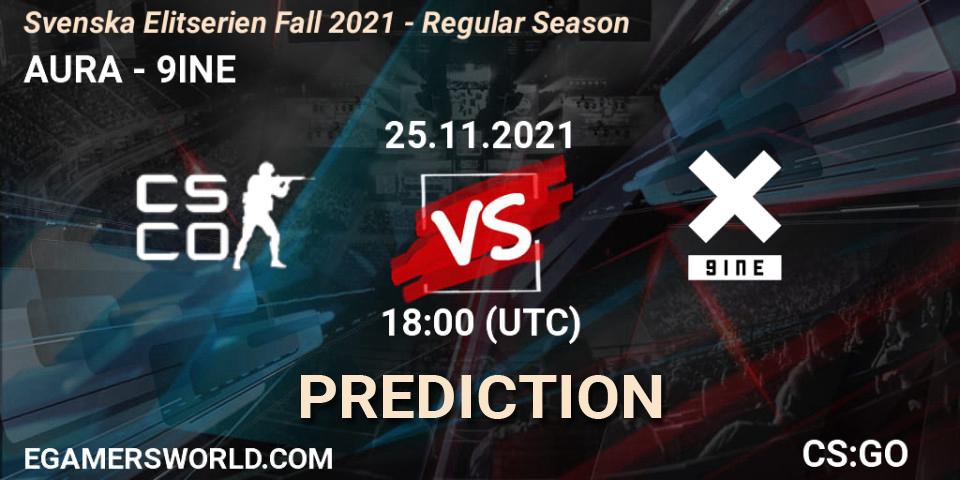Pronósticos AURA - 9INE. 25.11.2021 at 18:00. Svenska Elitserien Fall 2021 - Regular Season - Counter-Strike (CS2)
