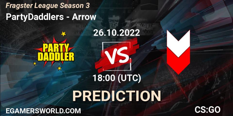 Pronósticos PartyDaddlers - Arrow. 26.10.2022 at 18:00. Fragster League Season 3 - Counter-Strike (CS2)