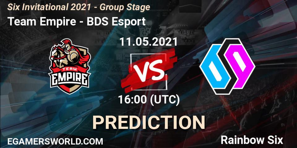 Pronósticos Team Empire - BDS Esport. 11.05.2021 at 15:00. Six Invitational 2021 - Group Stage - Rainbow Six