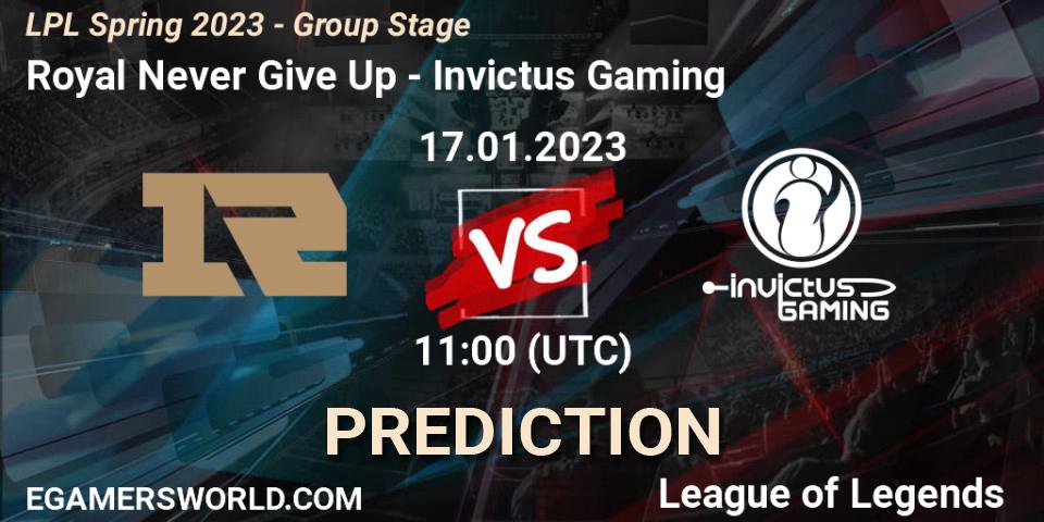 Pronósticos Royal Never Give Up - Invictus Gaming. 17.01.23. LPL Spring 2023 - Group Stage - LoL