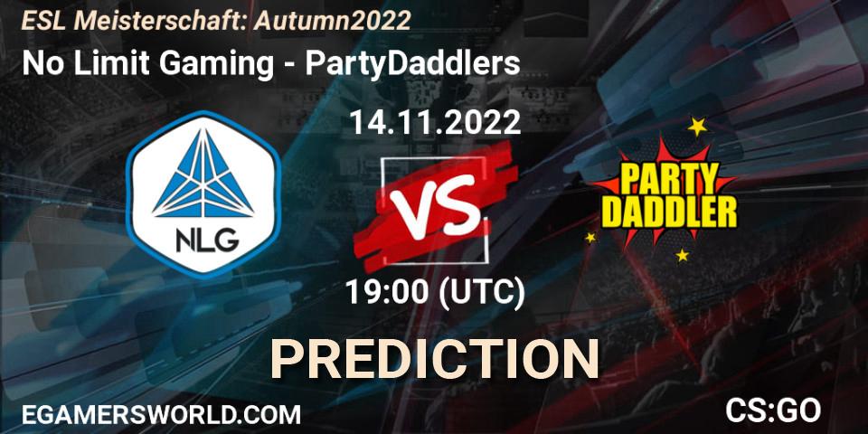 Pronósticos No Limit Gaming - PartyDaddlers. 17.11.22. ESL Meisterschaft: Autumn 2022 - CS2 (CS:GO)