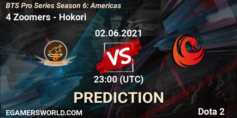 Pronósticos 4 Zoomers - Hokori. 02.06.2021 at 22:33. BTS Pro Series Season 6: Americas - Dota 2
