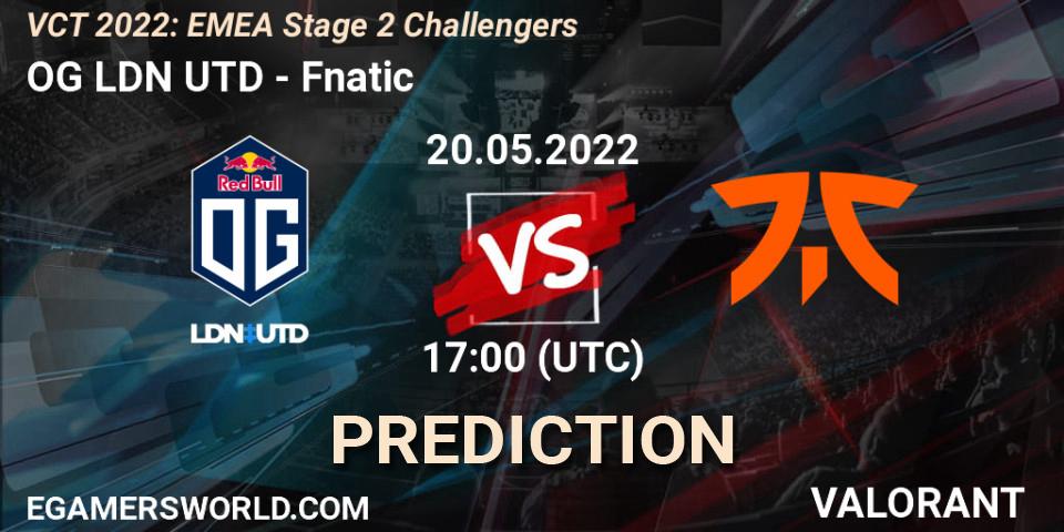 Pronósticos OG LDN UTD - Fnatic. 20.05.2022 at 16:45. VCT 2022: EMEA Stage 2 Challengers - VALORANT