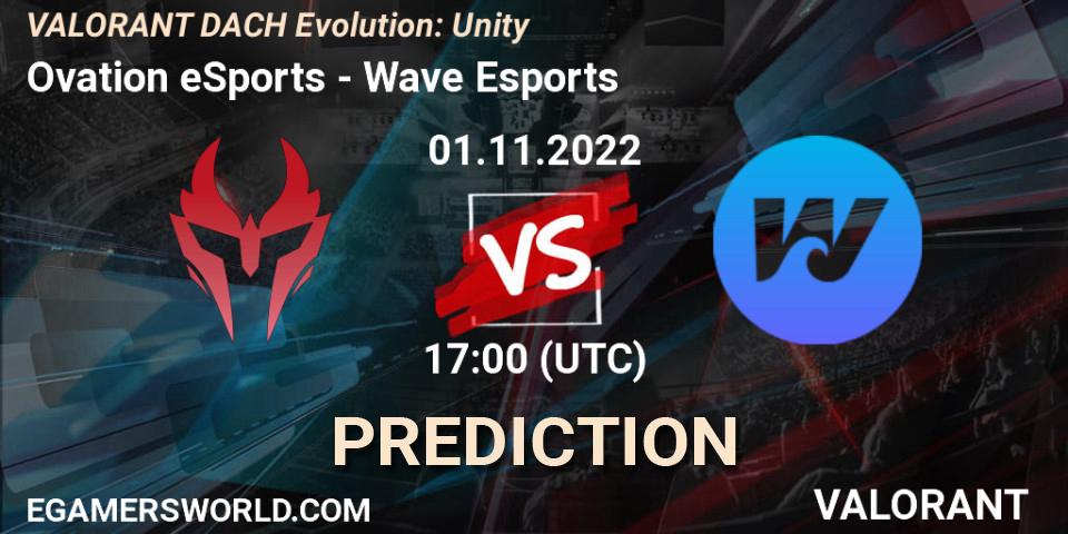 Pronósticos Ovation eSports - Wave Esports. 01.11.2022 at 18:00. VALORANT DACH Evolution: Unity - VALORANT