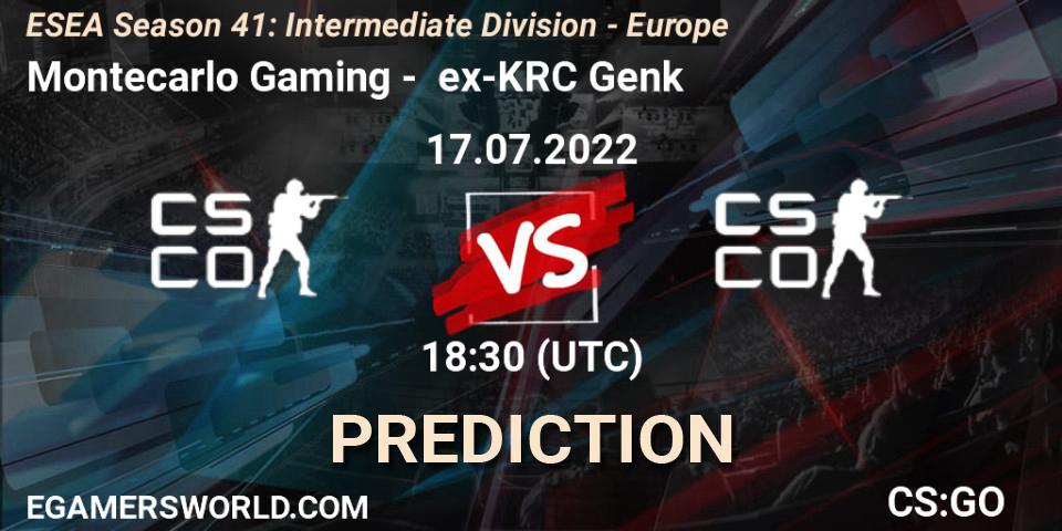 Pronósticos Montecarlo Gaming - ex-KRC Genk. 17.07.2022 at 17:00. ESEA Season 41: Intermediate Division - Europe - Counter-Strike (CS2)
