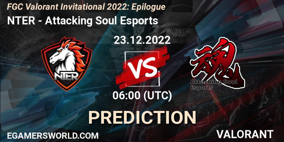 Pronósticos NTER - Attacking Soul Esports. 23.12.2022 at 06:00. FGC Valorant Invitational 2022: Epilogue - VALORANT