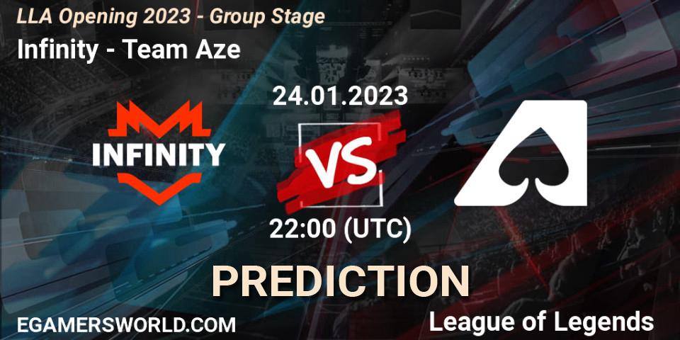 Pronósticos Infinity - Team Aze. 25.01.2023 at 00:00. LLA Opening 2023 - Group Stage - LoL