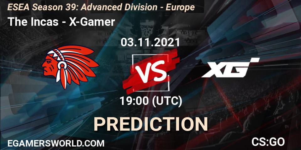 Pronósticos The Incas - X-Gamer. 03.11.2021 at 19:00. ESEA Season 39: Advanced Division - Europe - Counter-Strike (CS2)