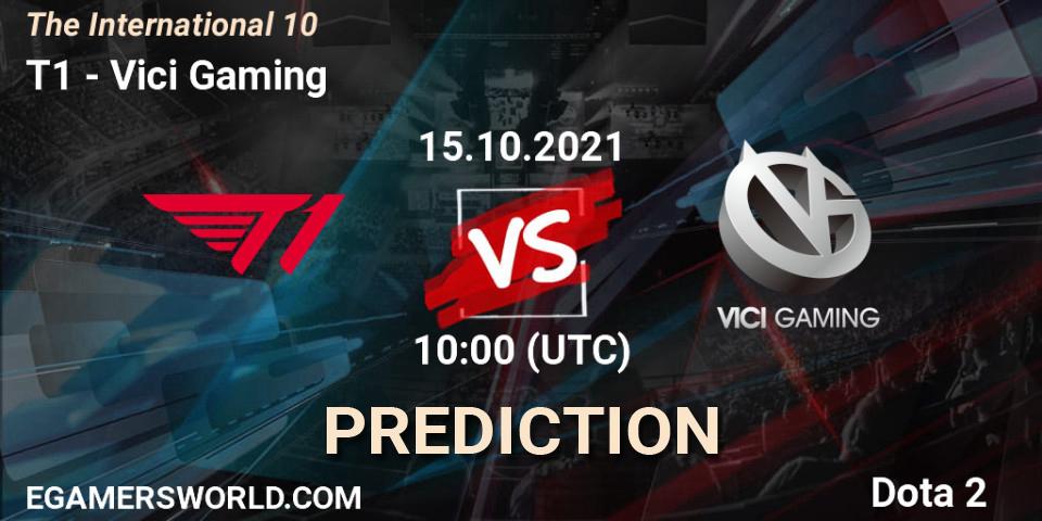 Pronósticos T1 - Vici Gaming. 15.10.2021 at 09:46. The Internationa 2021 - Dota 2