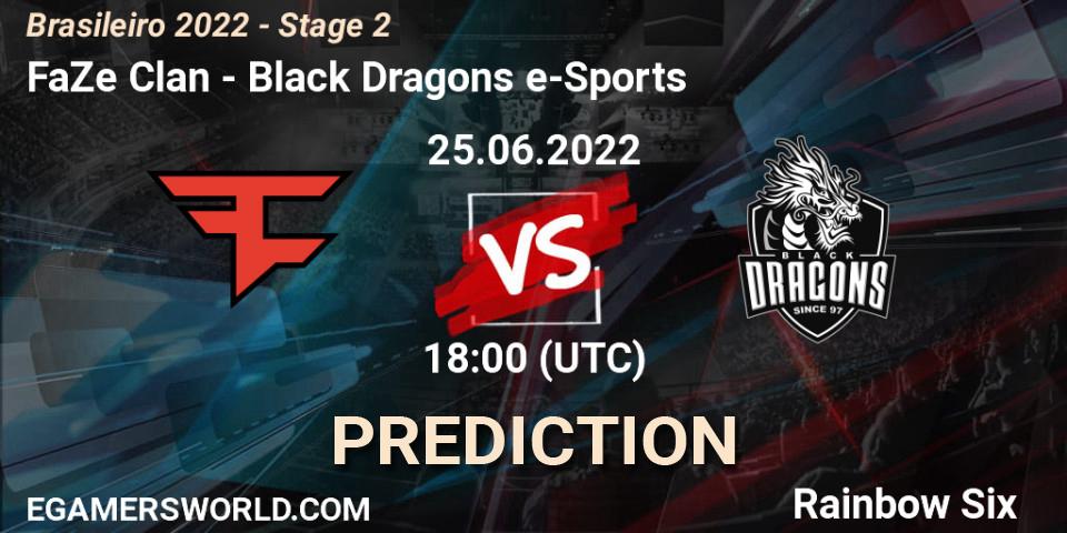 Pronósticos FaZe Clan - Black Dragons e-Sports. 25.06.22. Brasileirão 2022 - Stage 2 - Rainbow Six