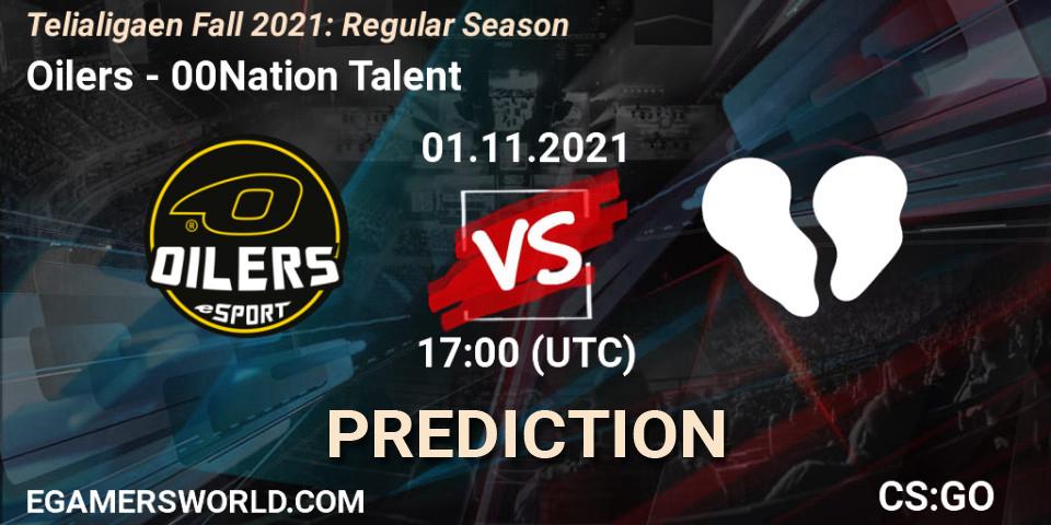 Pronósticos Oilers - 00Nation Talent. 01.11.2021 at 17:00. Telialigaen Fall 2021: Regular Season - Counter-Strike (CS2)