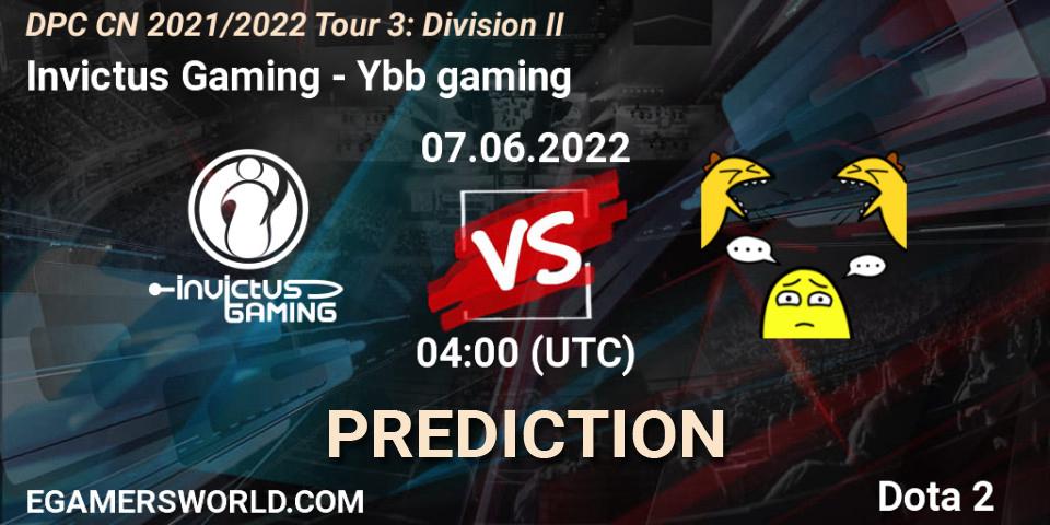 Pronósticos Invictus Gaming - Ybb gaming. 07.06.22. DPC CN 2021/2022 Tour 3: Division II - Dota 2