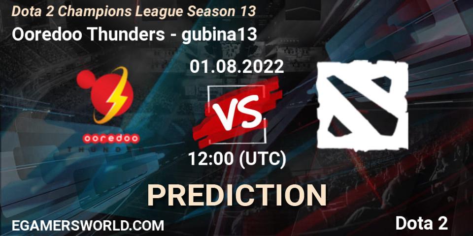Pronósticos Ooredoo Thunders - gubina13. 01.08.2022 at 12:17. Dota 2 Champions League Season 13 - Dota 2