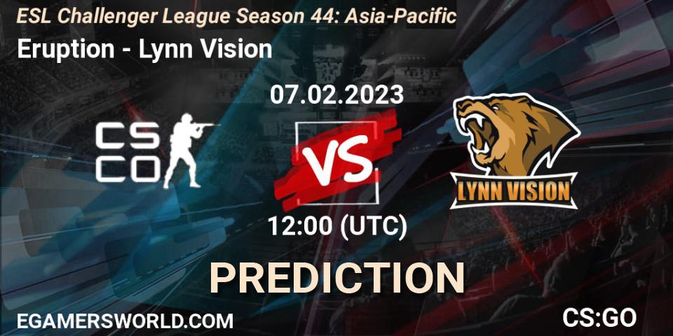 Pronósticos Eruption - Lynn Vision. 07.02.23. ESL Challenger League Season 44: Asia-Pacific - CS2 (CS:GO)