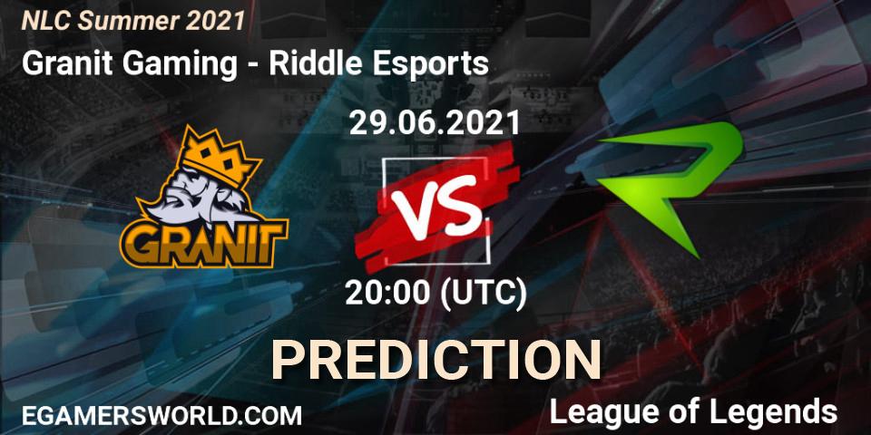 Pronósticos Granit Gaming - Riddle Esports. 29.06.2021 at 20:00. NLC Summer 2021 - LoL