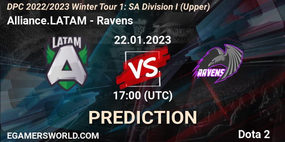 Pronósticos Alliance.LATAM - Ravens. 22.01.2023 at 17:04. DPC 2022/2023 Winter Tour 1: SA Division I (Upper) - Dota 2