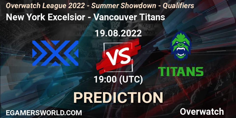 Pronósticos New York Excelsior - Vancouver Titans. 19.08.22. Overwatch League 2022 - Summer Showdown - Qualifiers - Overwatch