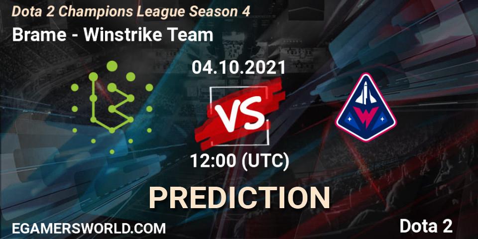 Pronósticos Brame - Winstrike Team. 04.10.2021 at 12:18. Dota 2 Champions League Season 4 - Dota 2