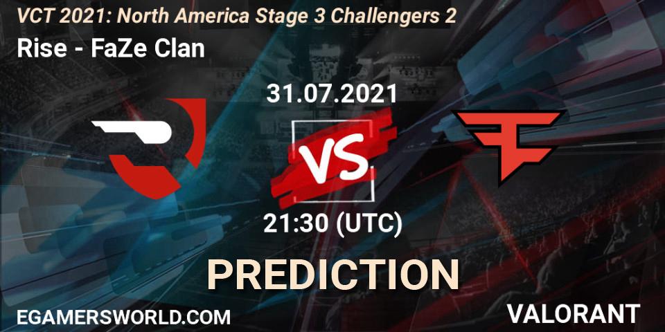 Pronósticos Rise - FaZe Clan. 31.07.2021 at 21:00. VCT 2021: North America Stage 3 Challengers 2 - VALORANT