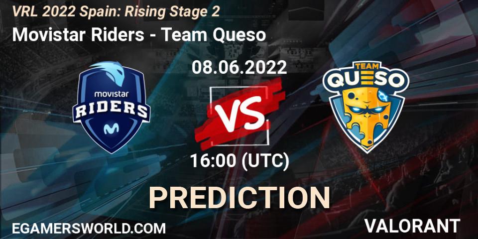 Pronósticos Movistar Riders - Team Queso. 08.06.2022 at 16:20. VRL 2022 Spain: Rising Stage 2 - VALORANT