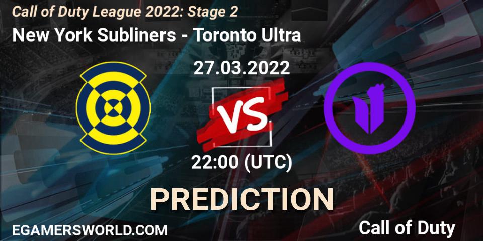 Pronósticos New York Subliners - Toronto Ultra. 27.03.22. Call of Duty League 2022: Stage 2 - Call of Duty