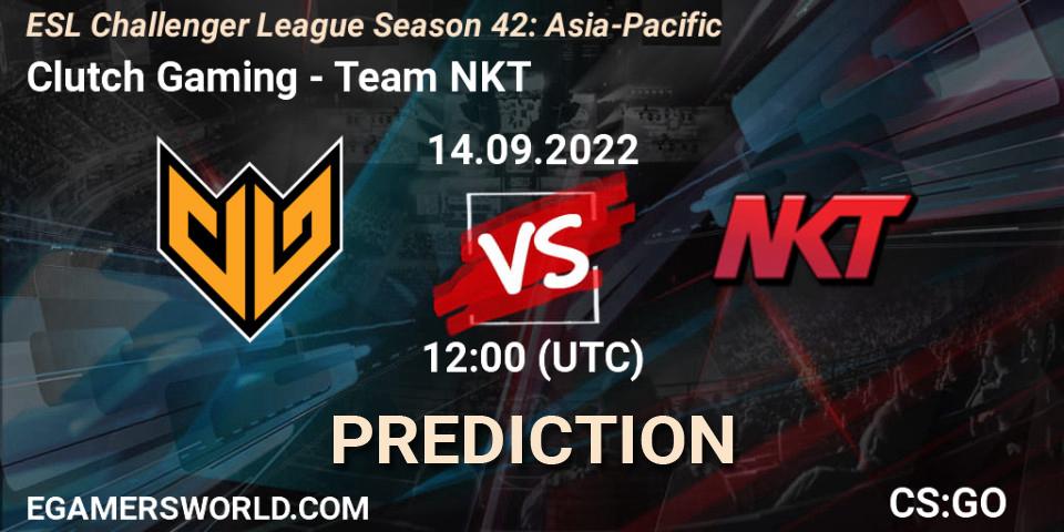 Pronósticos Clutch Gaming - Team NKT. 14.09.2022 at 12:00. ESL Challenger League Season 42: Asia-Pacific - Counter-Strike (CS2)