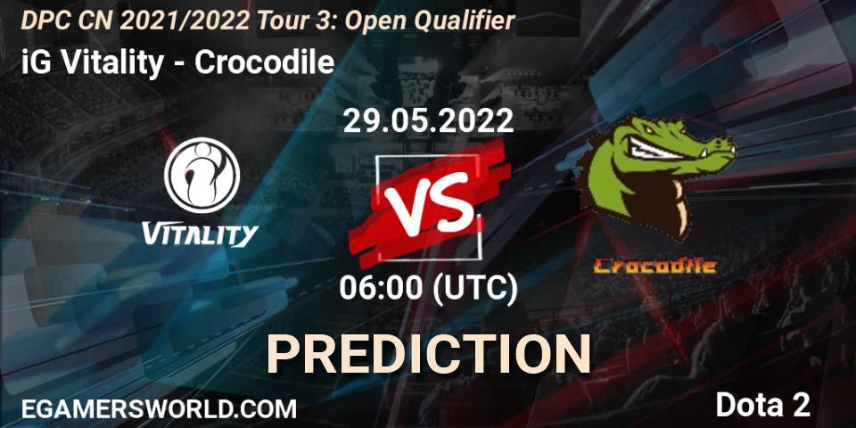 Pronósticos iG Vitality - Crocodile. 29.05.2022 at 06:02. DPC CN 2021/2022 Tour 3: Open Qualifier - Dota 2