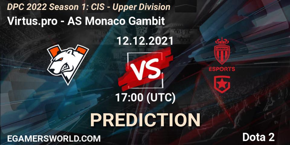 Pronósticos Virtus.pro - AS Monaco Gambit. 12.12.21. DPC 2022 Season 1: CIS - Upper Division - Dota 2