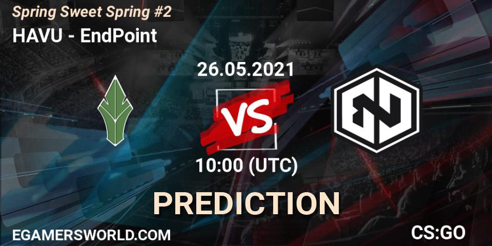 Pronósticos HAVU - EndPoint. 26.05.2021 at 11:10. Spring Sweet Spring #2 - Counter-Strike (CS2)