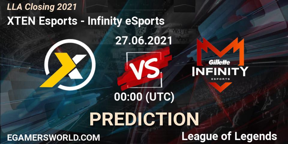 Pronósticos XTEN Esports - Infinity eSports. 27.06.2021 at 00:00. LLA Closing 2021 - LoL