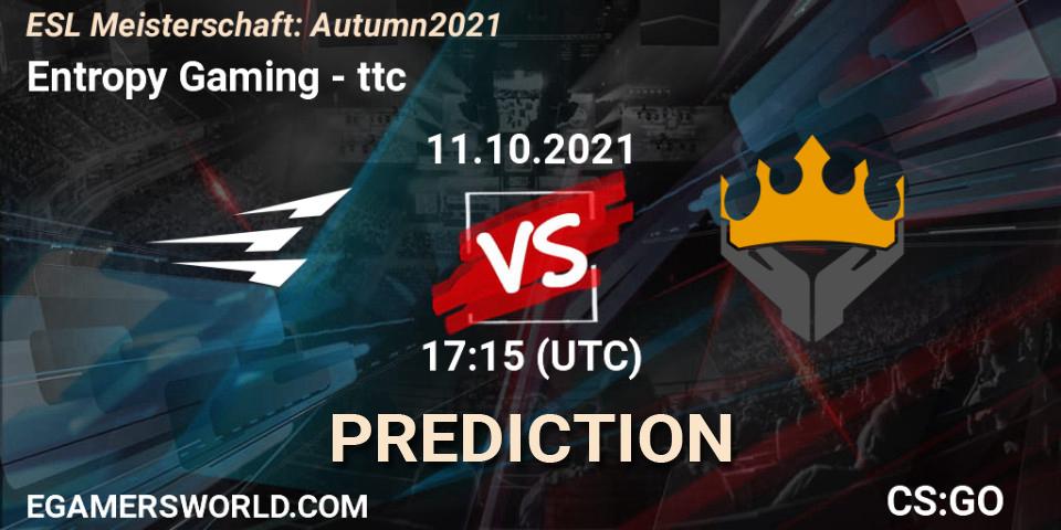 Pronósticos Entropy Gaming - ttc. 11.10.2021 at 17:15. ESL Meisterschaft: Autumn 2021 - Counter-Strike (CS2)