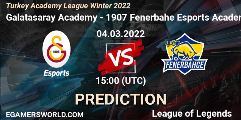 Pronósticos Galatasaray Academy - 1907 Fenerbahçe Esports Academy. 04.03.22. Turkey Academy League Winter 2022 - LoL