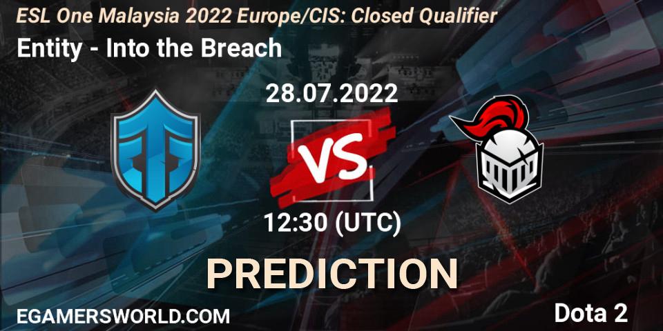 Pronósticos Entity - Into the Breach. 28.07.2022 at 12:30. ESL One Malaysia 2022 Europe/CIS: Closed Qualifier - Dota 2