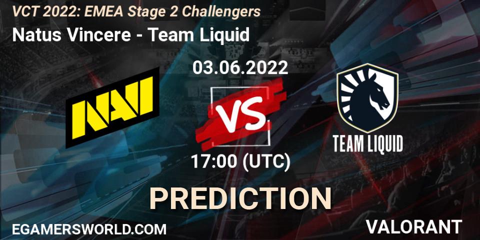 Pronósticos Natus Vincere - Team Liquid. 03.06.2022 at 17:25. VCT 2022: EMEA Stage 2 Challengers - VALORANT