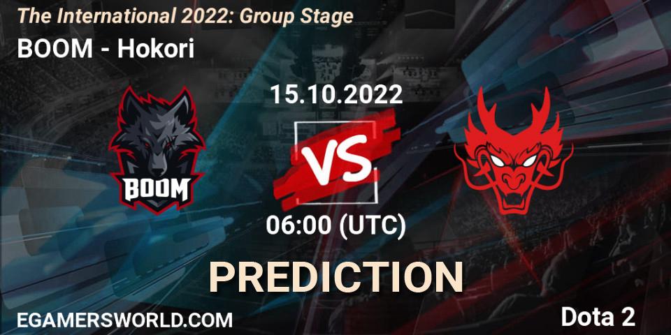 Pronósticos BOOM - Hokori. 15.10.2022 at 07:15. The International 2022: Group Stage - Dota 2