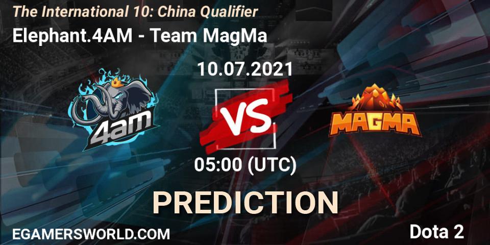 Pronósticos Elephant.4AM - Team MagMa. 10.07.2021 at 05:00. The International 10: China Qualifier - Dota 2