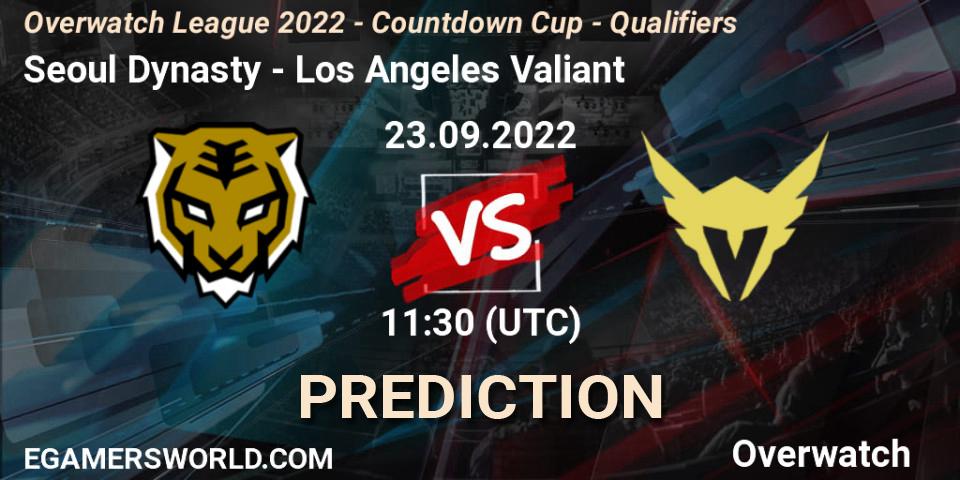 Pronósticos Seoul Dynasty - Los Angeles Valiant. 23.09.2022 at 11:30. Overwatch League 2022 - Countdown Cup - Qualifiers - Overwatch