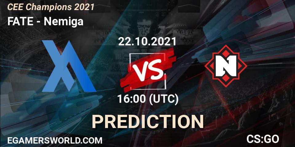 Pronósticos FATE - Nemiga. 22.10.2021 at 16:00. CEE Champions 2021 - Counter-Strike (CS2)