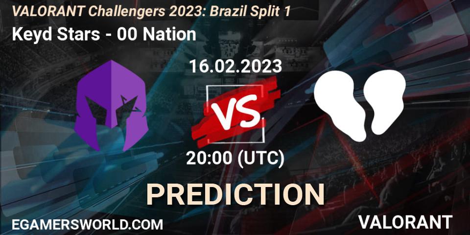 Pronósticos Keyd Stars - 00 Nation. 20.02.2023 at 20:15. VALORANT Challengers 2023: Brazil Split 1 - VALORANT