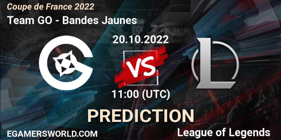 Pronósticos Team GO - Bandes Jaunes. 20.10.2022 at 11:00. Coupe de France 2022 - LoL