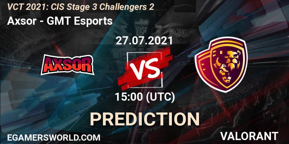 Pronósticos Axsor - GMT Esports. 27.07.2021 at 15:00. VCT 2021: CIS Stage 3 Challengers 2 - VALORANT