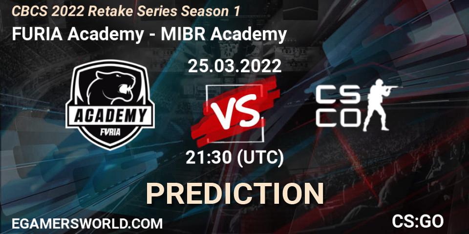 Pronósticos FURIA Academy - MIBR Academy. 25.03.2022 at 21:30. CBCS 2022 Retake Series Season 1 - Counter-Strike (CS2)