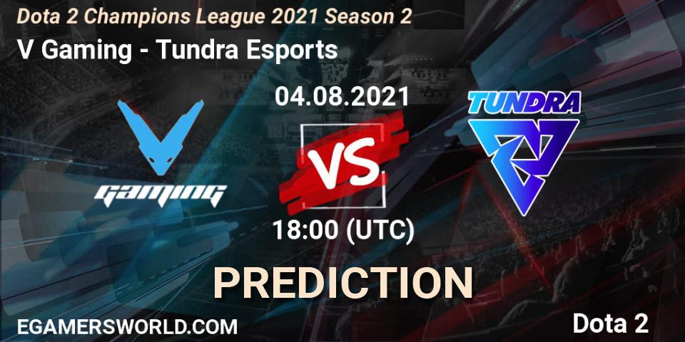 Pronósticos V Gaming - Tundra Esports. 04.08.2021 at 18:23. Dota 2 Champions League 2021 Season 2 - Dota 2