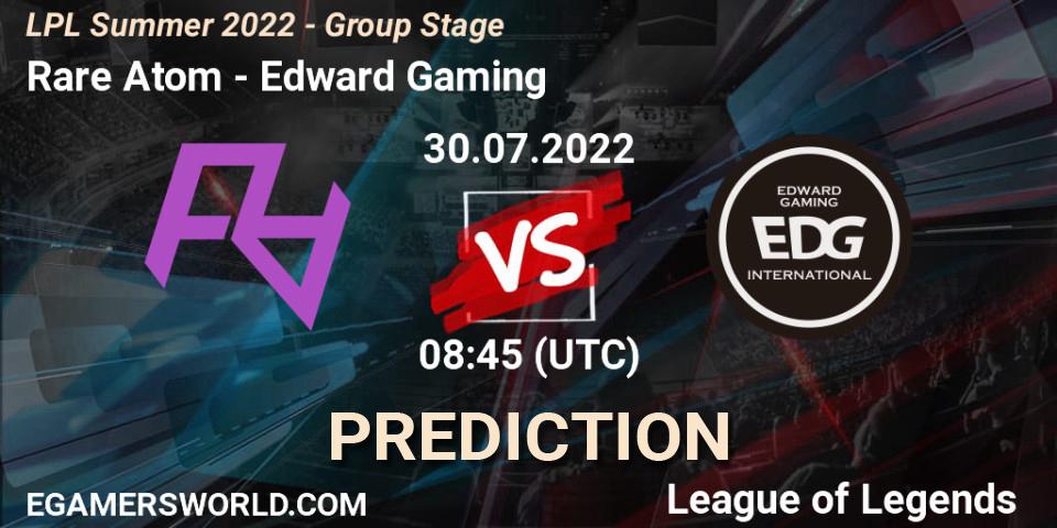 Pronósticos Rare Atom - Edward Gaming. 30.07.22. LPL Summer 2022 - Group Stage - LoL