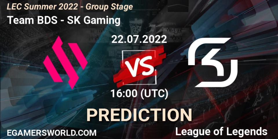 Pronósticos Team BDS - SK Gaming. 22.07.2022 at 16:00. LEC Summer 2022 - Group Stage - LoL