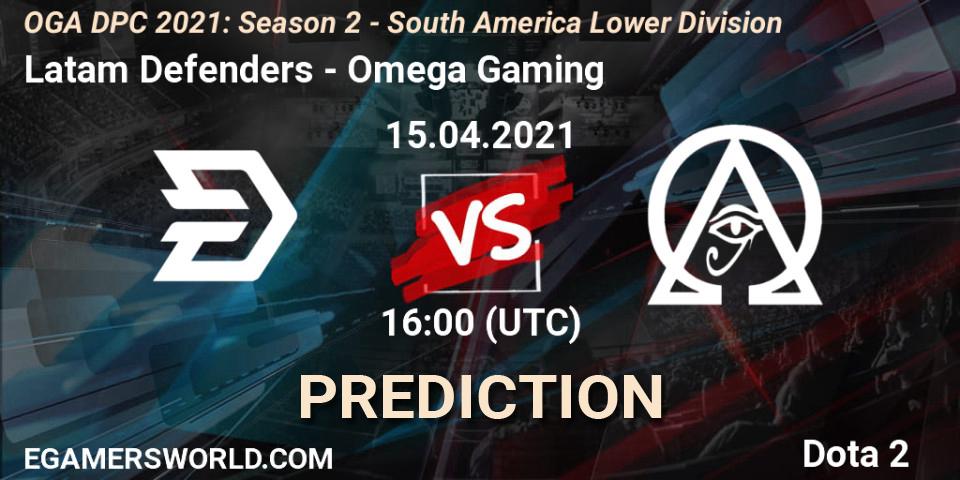 Pronósticos Latam Defenders - Omega Gaming. 15.04.2021 at 16:01. OGA DPC 2021: Season 2 - South America Lower Division - Dota 2