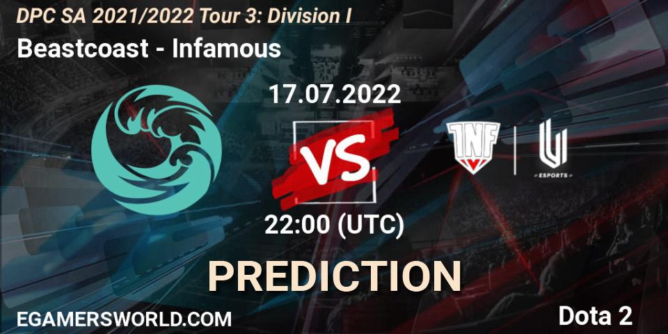 Pronósticos Beastcoast - Infamous. 17.07.2022 at 22:04. DPC SA 2021/2022 Tour 3: Division I - Dota 2