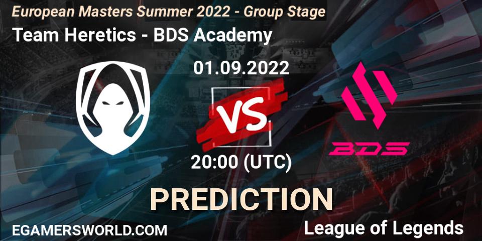 Pronósticos Team Heretics - BDS Academy. 01.09.2022 at 20:00. European Masters Summer 2022 - Group Stage - LoL
