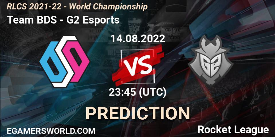 Pronósticos Team BDS - G2 Esports. 15.08.2022 at 00:10. RLCS 2021-22 - World Championship - Rocket League